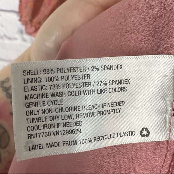 Wild Fable Pink Floral Fit & Flare Ruffle Puff Sleeve Tiered Smocked Dress XXL - Picture 7 of 15